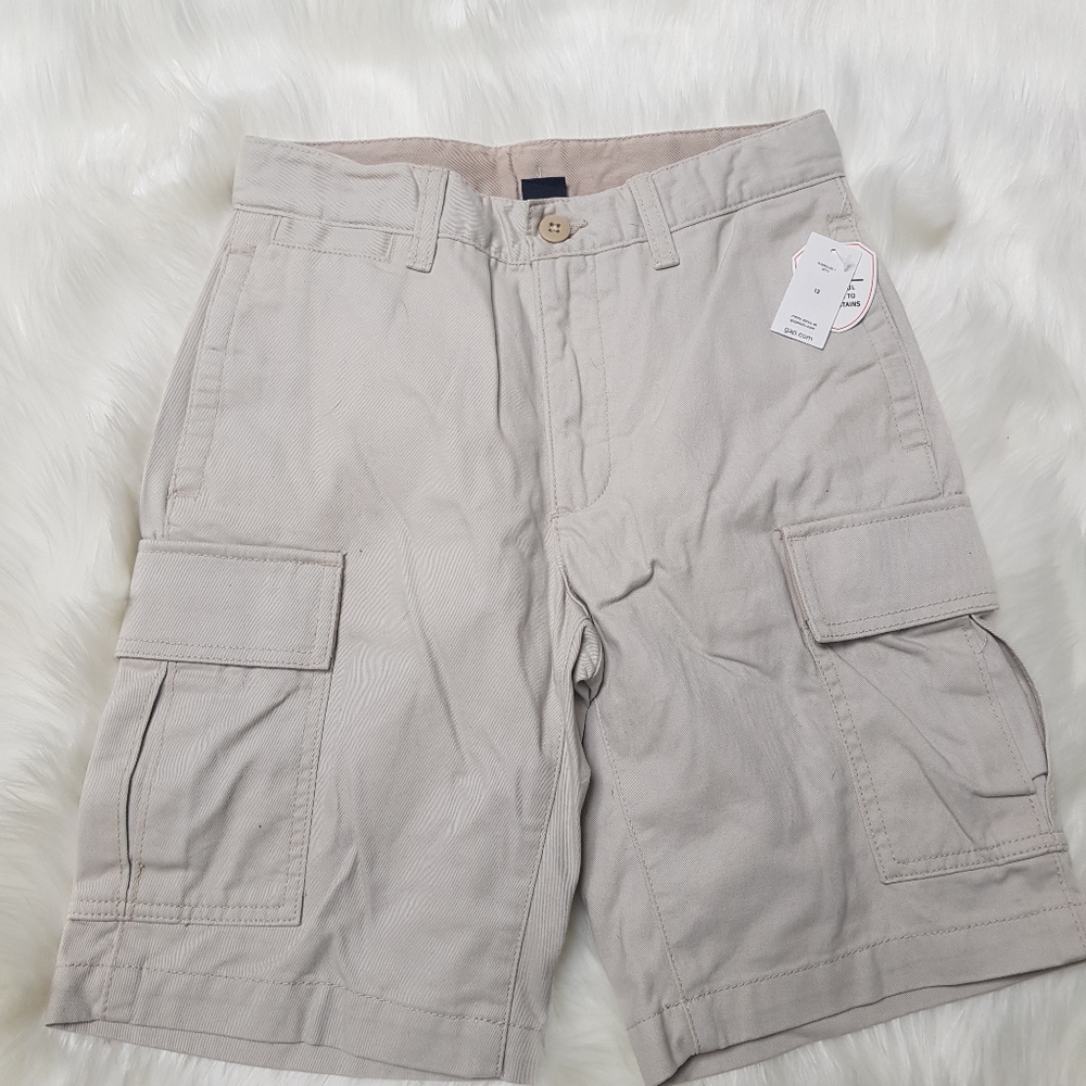NWT Gap Kids beige heavy cargo shorts sz 12